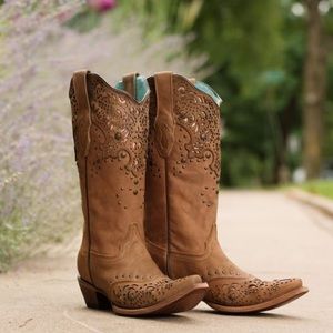 Corral Honey Fango/Bronze glitter snip toe